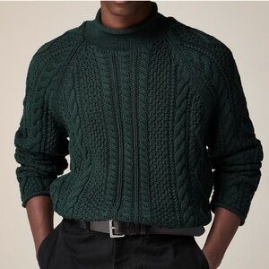 J. Crew Fisherman Cable Knit Rollneck Chunky Sweater Men’s Size XLarge Green